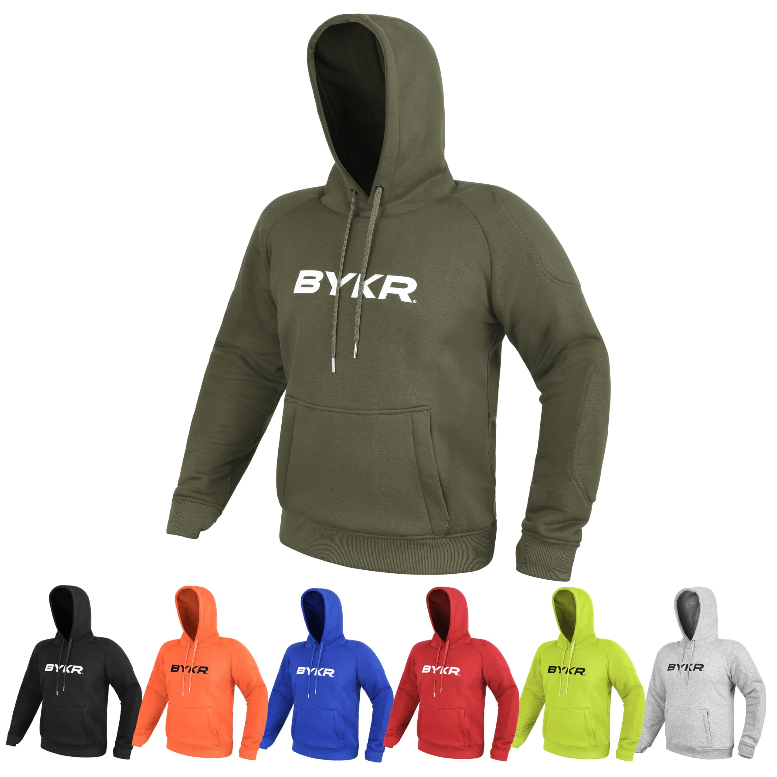 BYKR Motorcycle Hoodie for Men & Women Biker Motorcycle Jackets Breathable Motorbike Riding Sweatshirt All Weather CE Armored