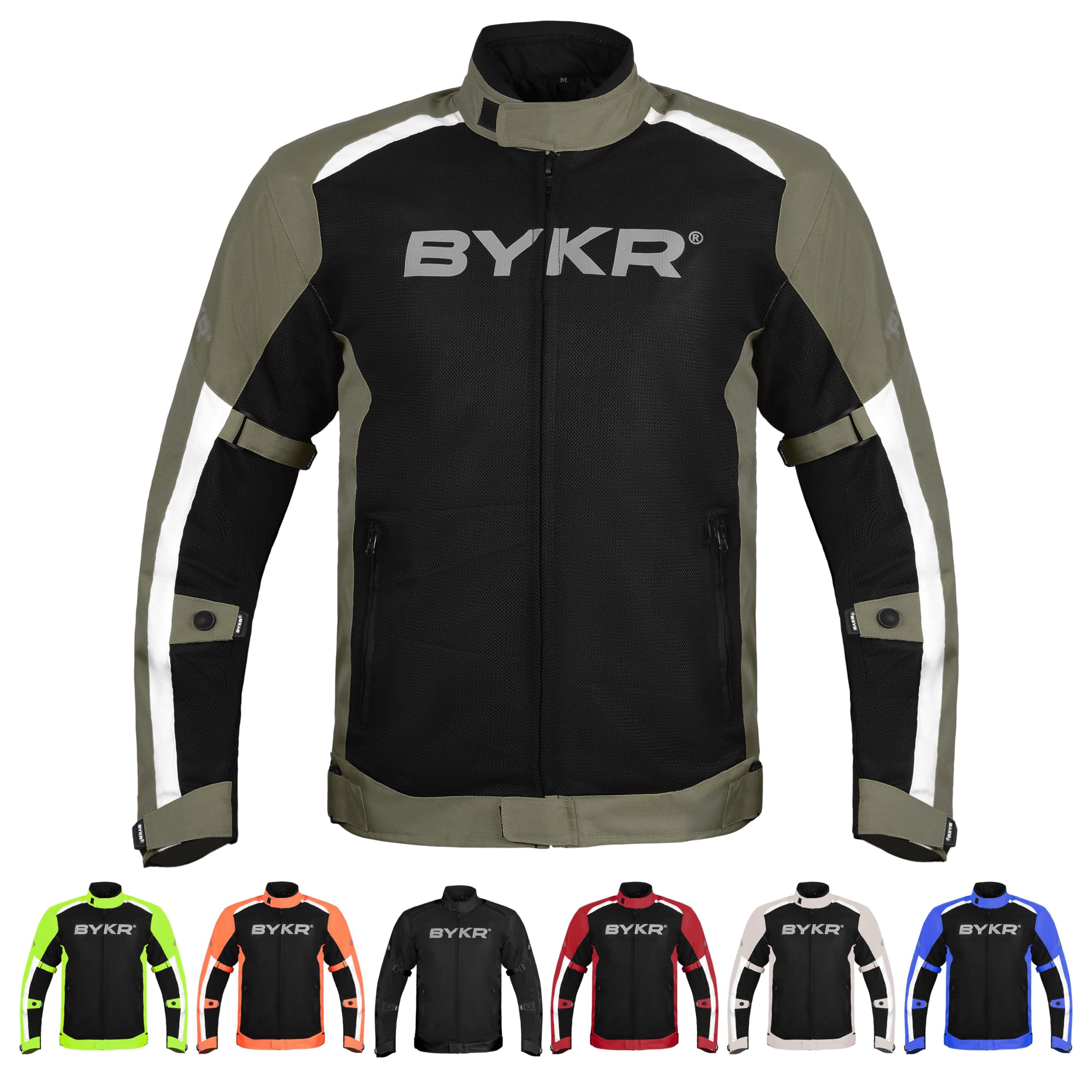 BYKR Mesh Motorcycle Jacket For Men Dual Sports Adventure Breathable Air Racing Bikers Riding Powersports Protective Motorbike Jackets Enduro CE Armored