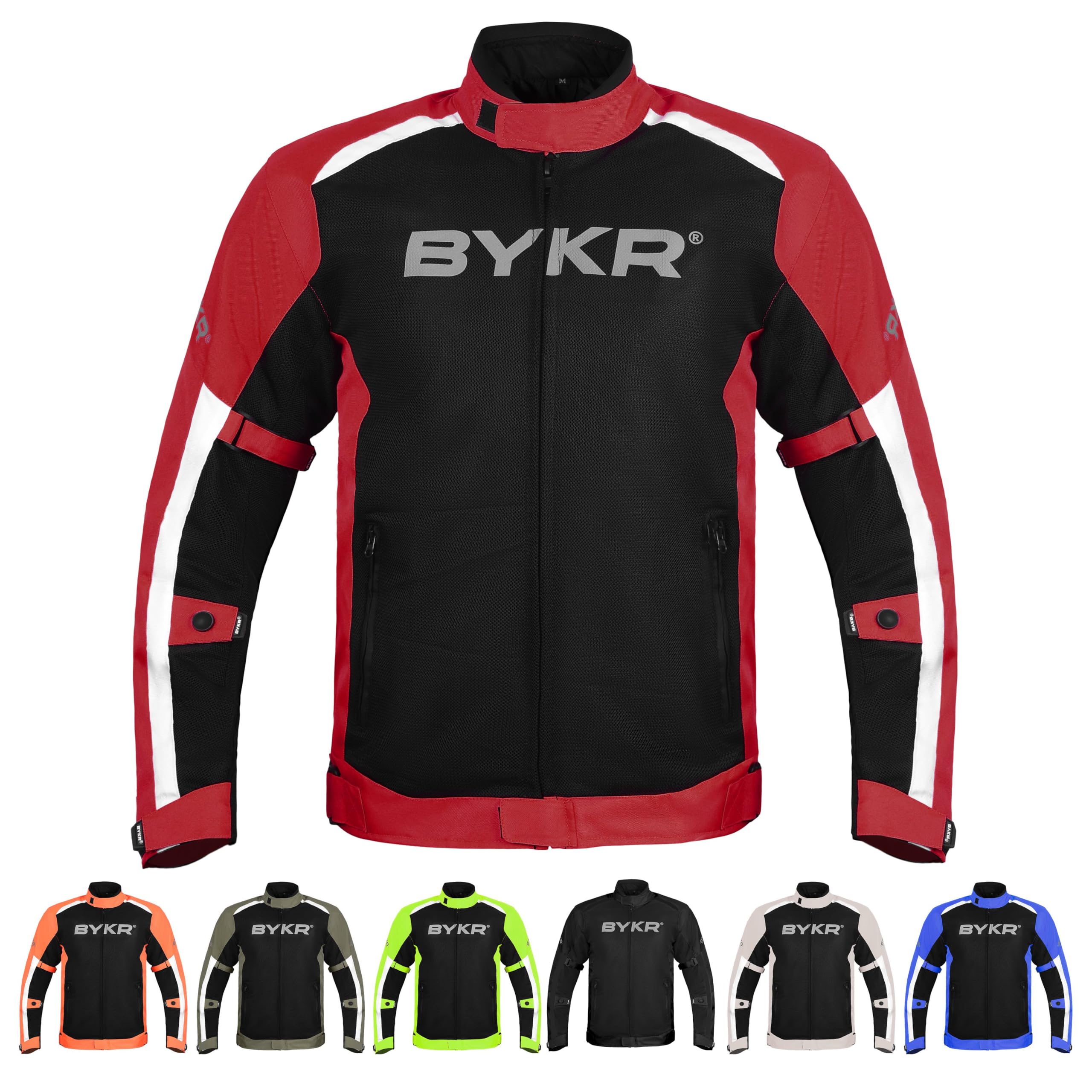 BYKR Mesh Motorcycle Jacket For Men Dual Sports Adventure Breathable Air Racing Bikers Riding Powersports Protective Motorbike Jackets Enduro CE Armored