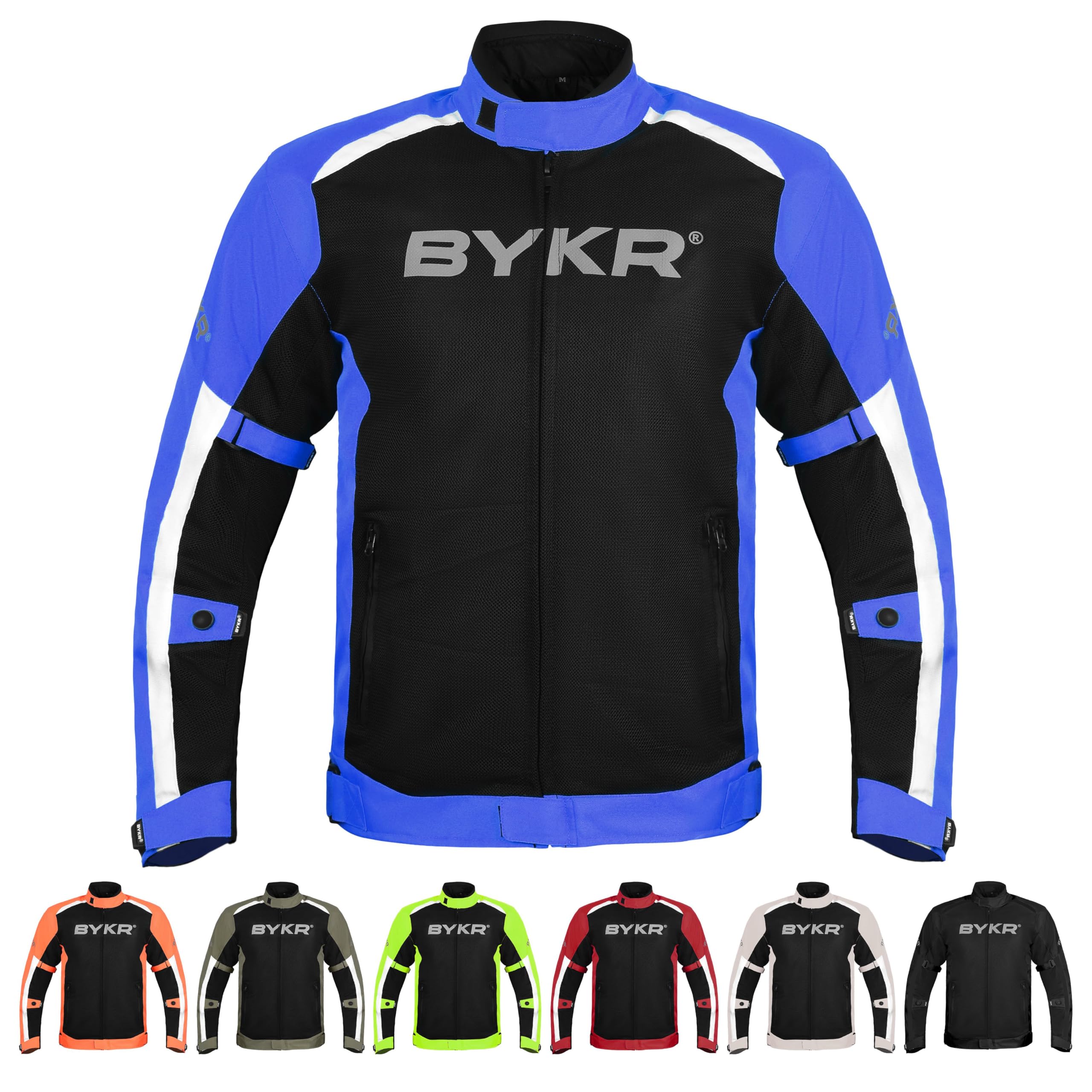BYKR Mesh Motorcycle Jacket For Men Dual Sports Adventure Breathable Air Racing Bikers Riding Powersports Protective Motorbike Jackets Enduro CE Armored