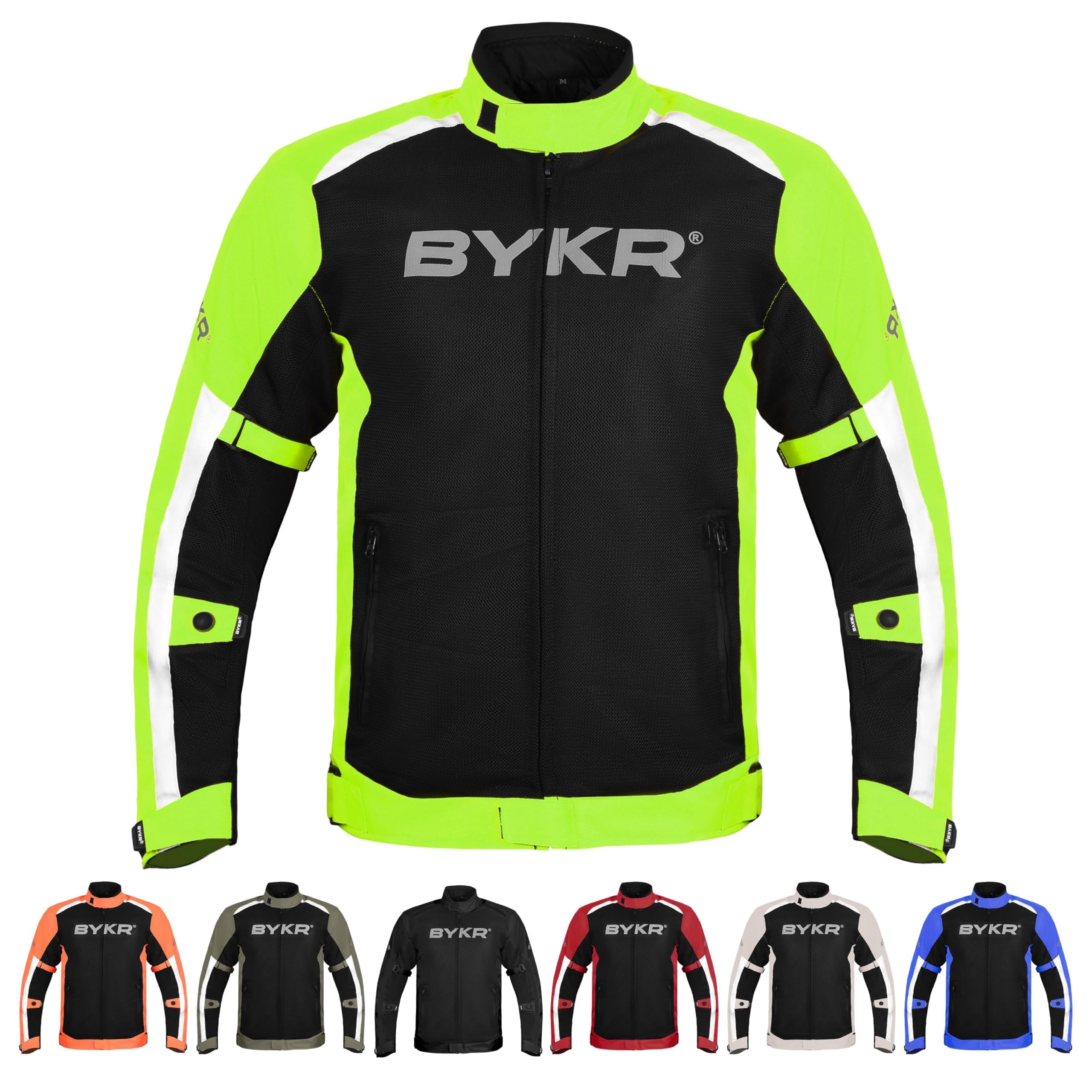 BYKR Mesh Motorcycle Jacket For Men Dual Sports Adventure Breathable Air Racing Bikers Riding Powersports Protective Motorbike Jackets Enduro CE Armored