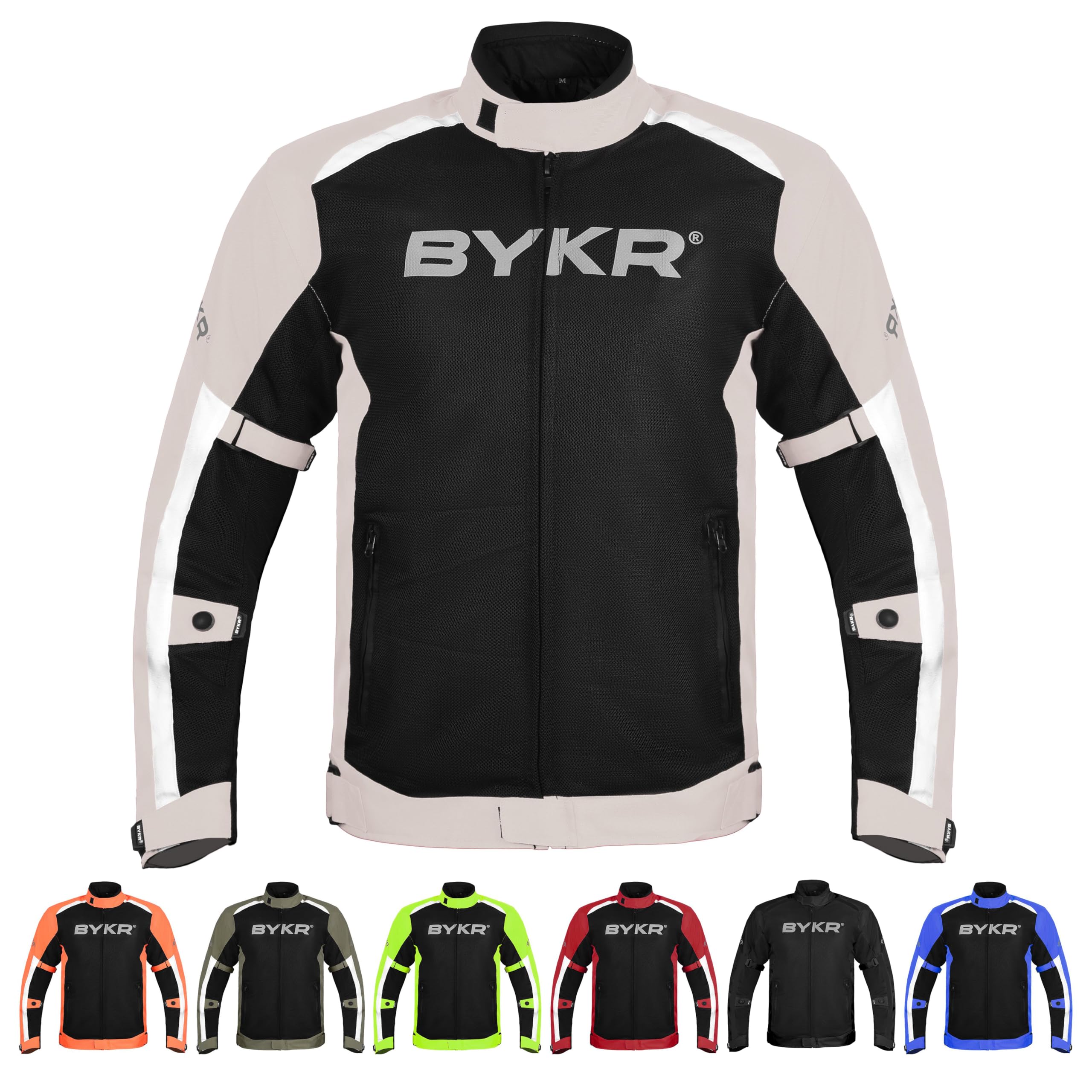 BYKR Mesh Motorcycle Jacket For Men Dual Sports Adventure Breathable Air Racing Bikers Riding Powersports Protective Motorbike Jackets Enduro CE Armored