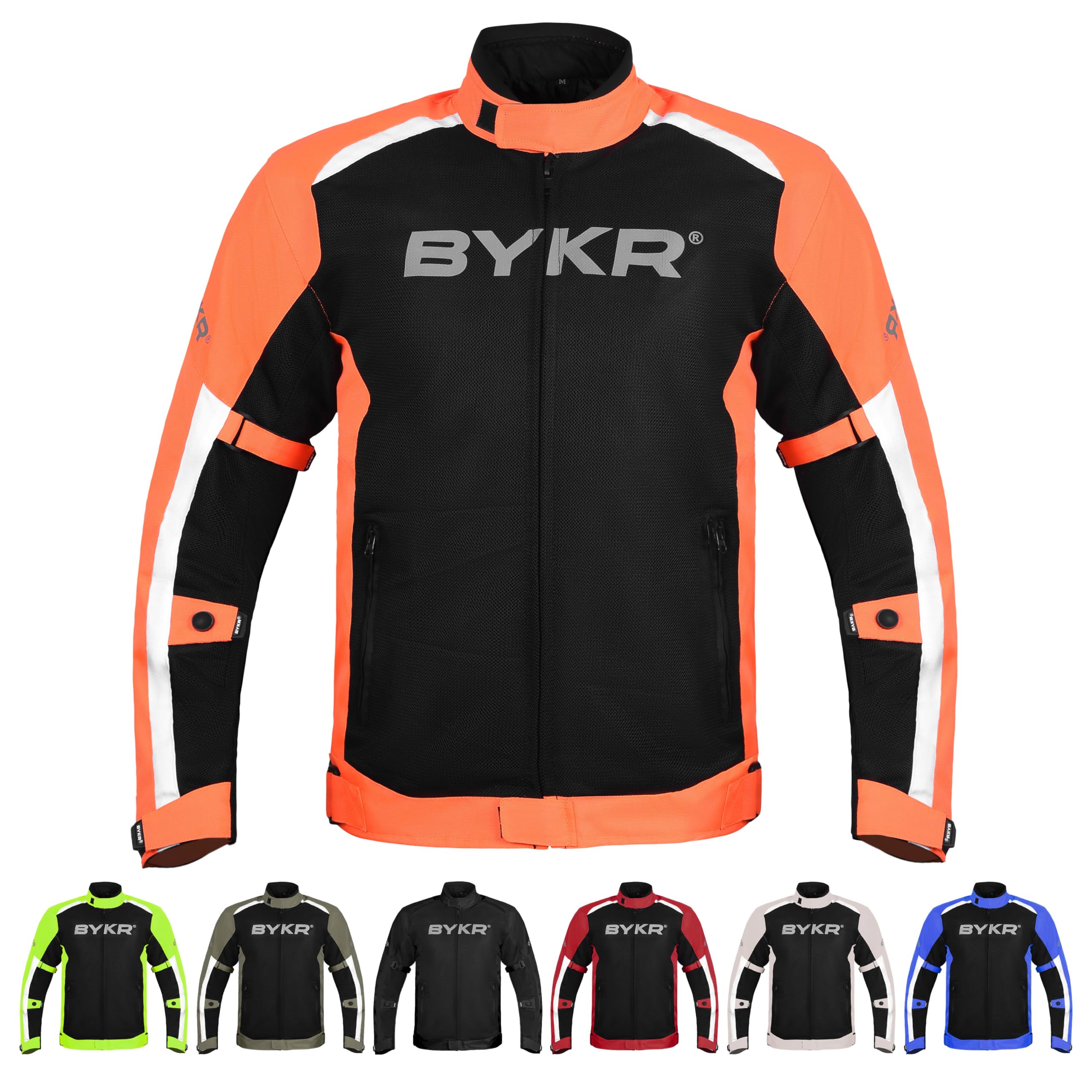 BYKR Mesh Motorcycle Jacket For Men Dual Sports Adventure Breathable Air Racing Bikers Riding Powersports Protective Motorbike Jackets Enduro CE Armored