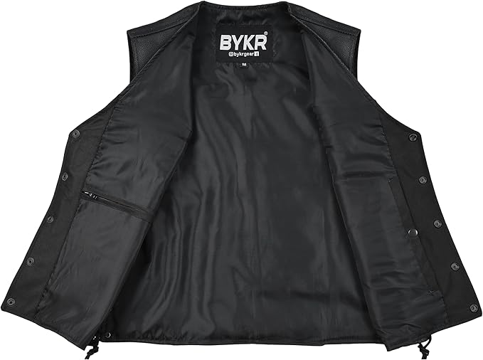 BYKR Leather Motorcycle Vest for Men & Women Biker Vests For Everyday Motorbike Riding Club All Purpose With Adjustable Sides