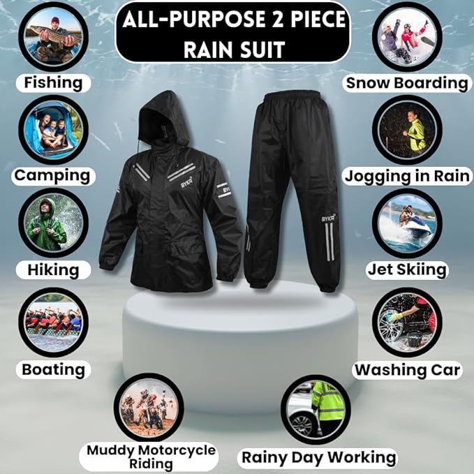 Waterproof Outdoors Motorcycle Rain Suits for Men & Women Cycling 2-Piece Breathable & Windproof Wet Weather Protection