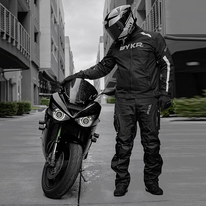 BYKR Mesh Motorcycle Jacket For Men Dual Sports Adventure Breathable Air Racing Bikers Riding Powersports Protective Motorbike Jackets Enduro CE Armored