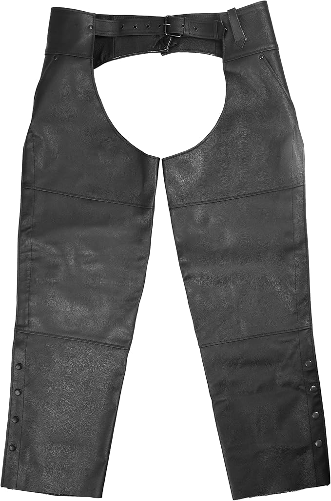 BYKR Leather Motorcycle Chaps for Men & Women Overpants Cowboy Riding Biker Vintage Chap Pants Adjustable Waist & Length