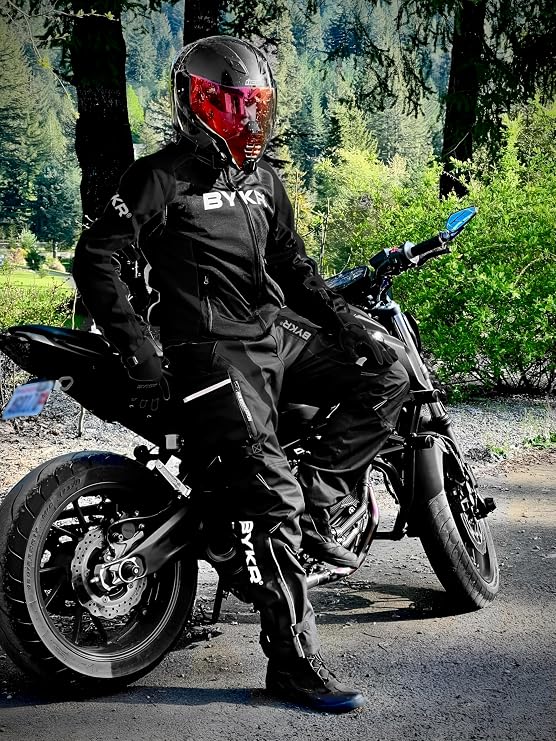 BYKR Mesh Motorcycle Jacket For Men Dual Sports Adventure Breathable Air Racing Bikers Riding Powersports Protective Motorbike Jackets Enduro CE Armored